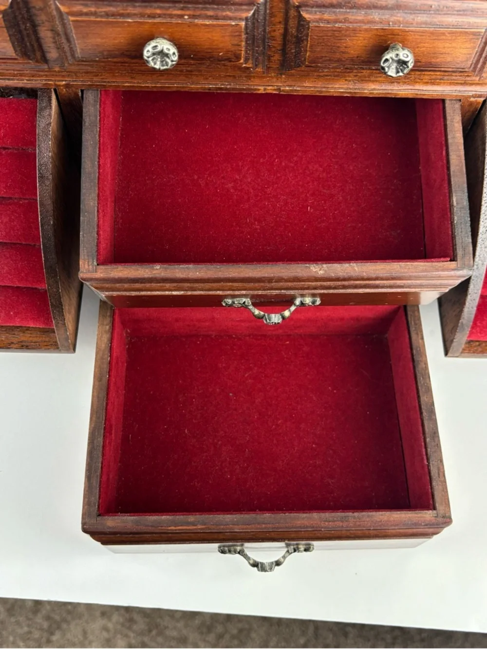 VTG- Dark Wood Jewelry Box/lift-top/ring drawers-dresser top storage/otganizer